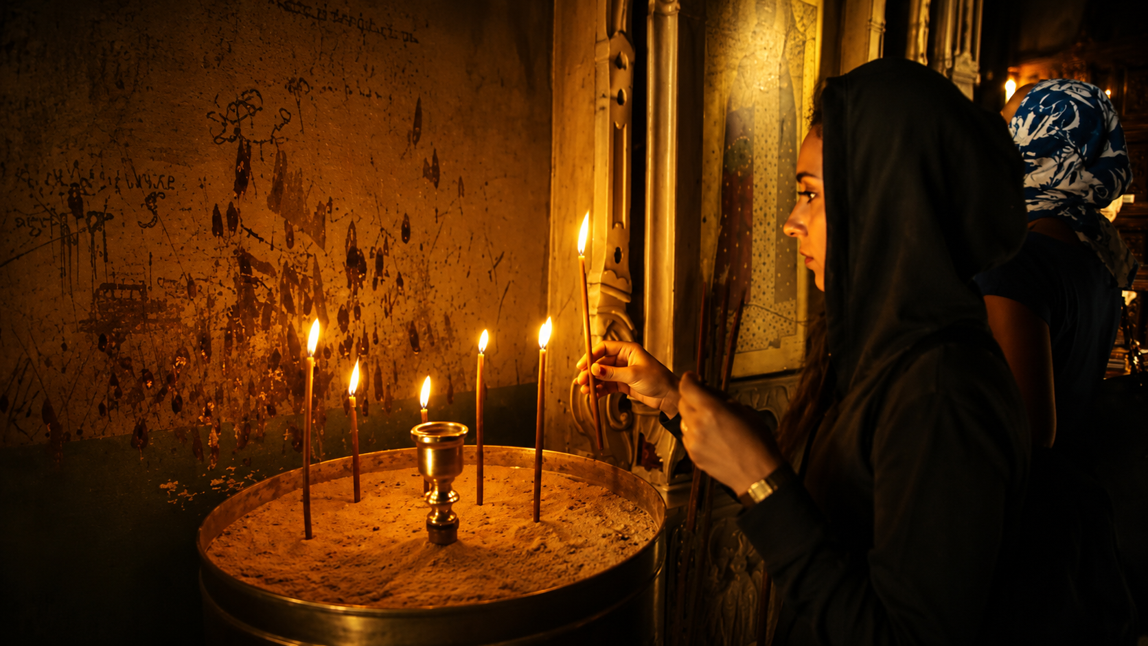 A moment of candlelit devotion represented in the film